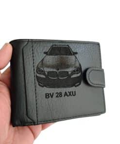 portofel barbat personalizat negru cu capsa  masina