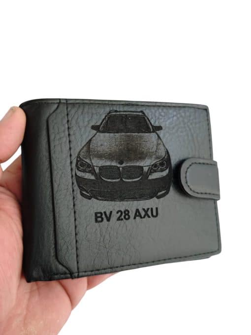 portofel barbat personalizat negru cu capsa  masina