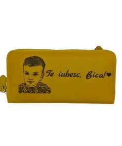 portofel dama penar galben cu fermoar Te iubesc!