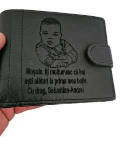 portofel negru cu capsa Mosule iti multumesc