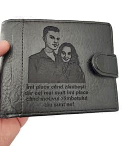 Portofel negru cu capsa Motivul zambetului Tau Sunt Eu