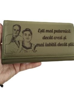 portofel dama verde piele naturala Esti mai Puternica