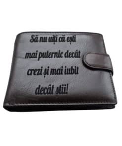 portofel maro cu capsa piele naturala Sa nu uiti