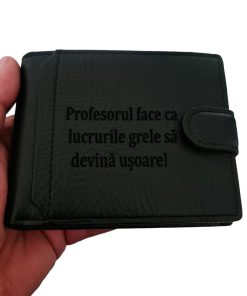 Portofel personalizat negru cu capsa Profesorul