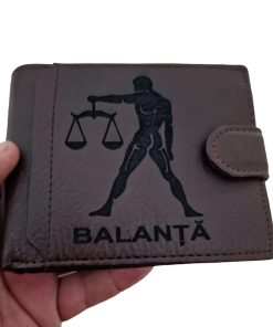 portofel maro cu capsa Zodia Balanta