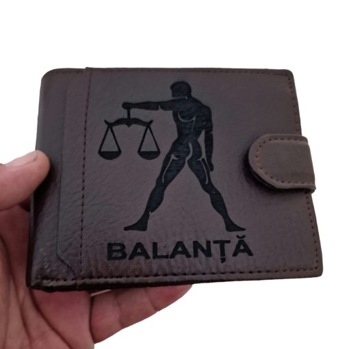 portofel maro cu capsa Zodia Balanta