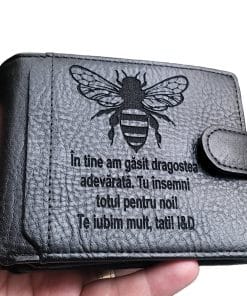 Portofel personalizat piele negru Apicultor