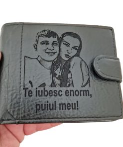 Portofel negru cu capsa Te iubesc Enorm