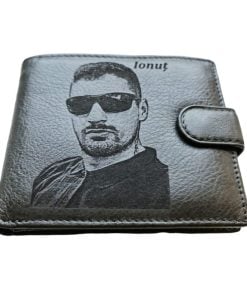 portofel piele naturala gri cu capsa Poza si nume