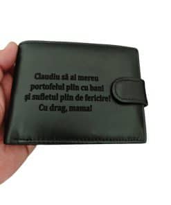 portofel negru cu capsa Fericire