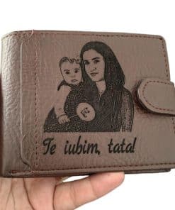 portofel maro cu capsa Te iubim, tata
