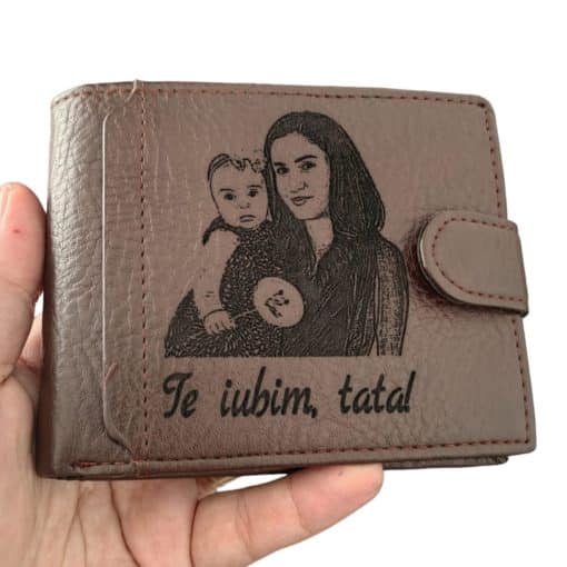 portofel maro cu capsa Te iubim, tata