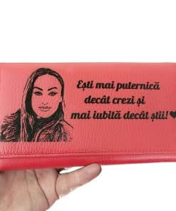 portofel dama piele naturala rosu Esti Mai Puternica