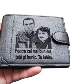 portofel personalizat negru cu capsa Sot Tata si Bunic