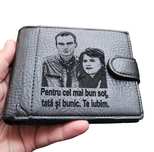 portofel personalizat negru cu capsa Sot Tata si Bunic