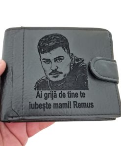portofel negru cu capsa Ai grija de tine te iubeste mami
