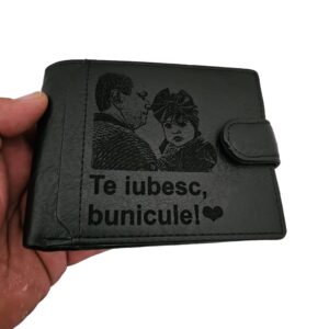 portofel negru cu capsa Te Iubesc Bunicule