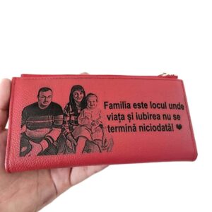 Portofel dama rosu cu fermoar Familia este locul!