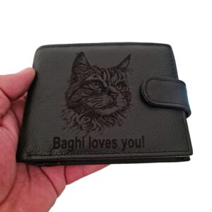 Portofel negru piele naturala negru cu capsa Pisica