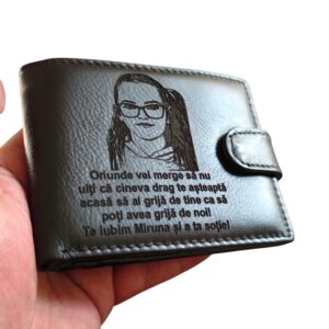 portofel negru capsa piele naturala Te asteapta