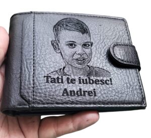 Portofel din piele personalizat Tati te iubesc!