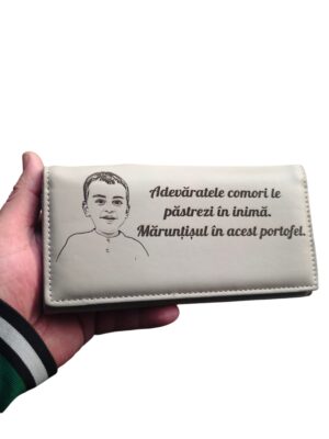 portofel dama personalizat Beige Maruntisul