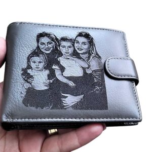 Portofel personalizat piele naturala cu poza Gri.