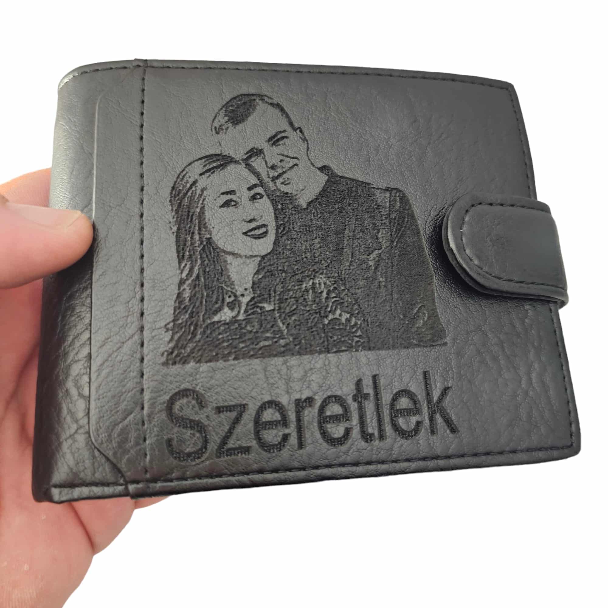 Portofel negru cu capsa Szeretlek