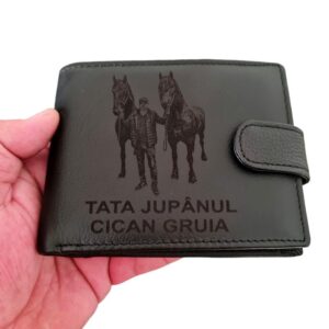portofel piele naturala negru cu capsa Jupanul