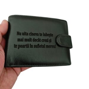 cadou personalizat portofel negru cu capsa Nu uita