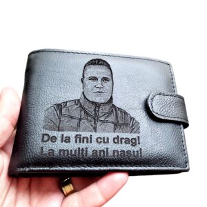 portofel piele naturala negru cu capsa De la fini