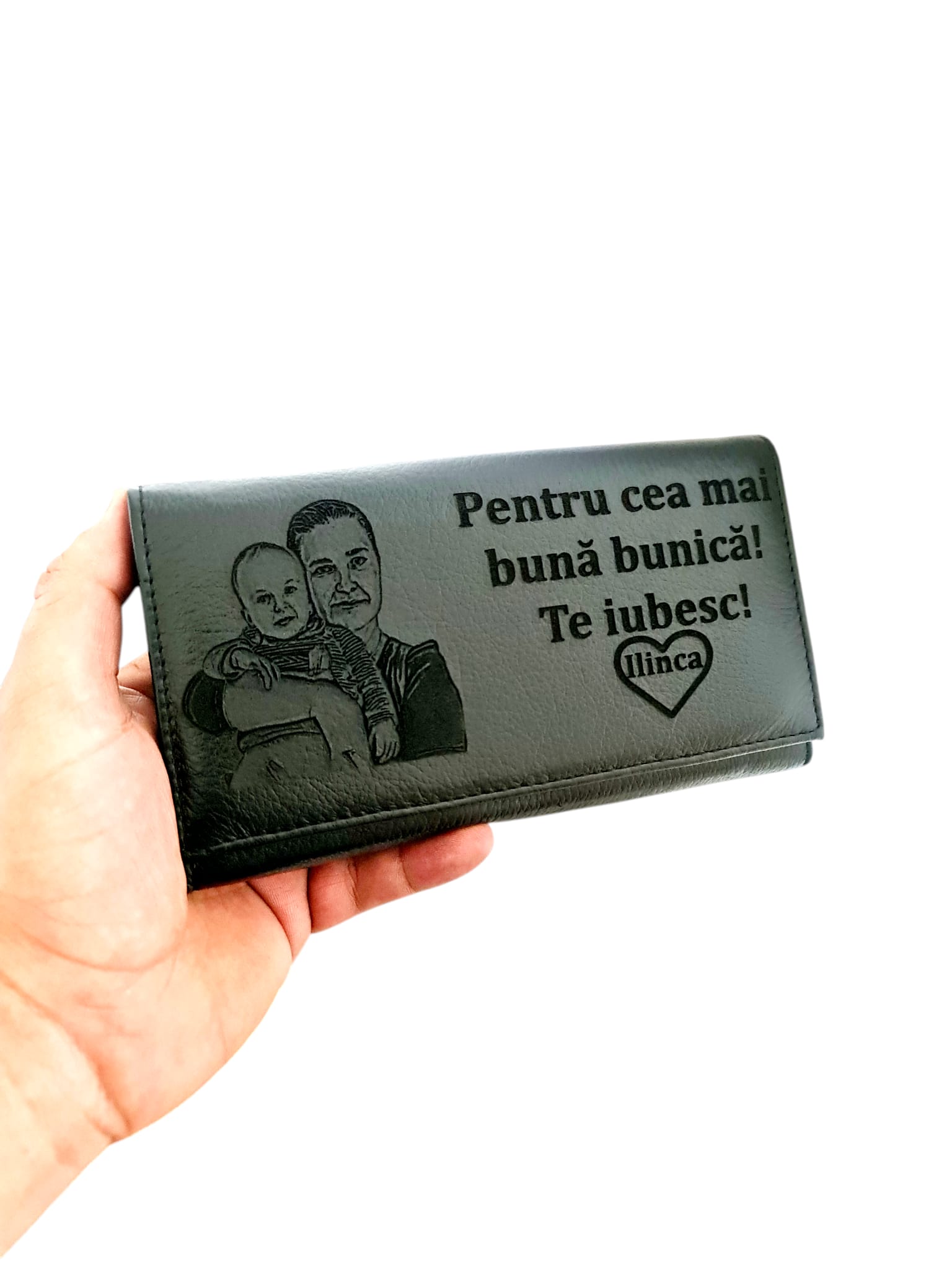Portofel DAMA piele gravat-personalizat cu imagine si mesaj