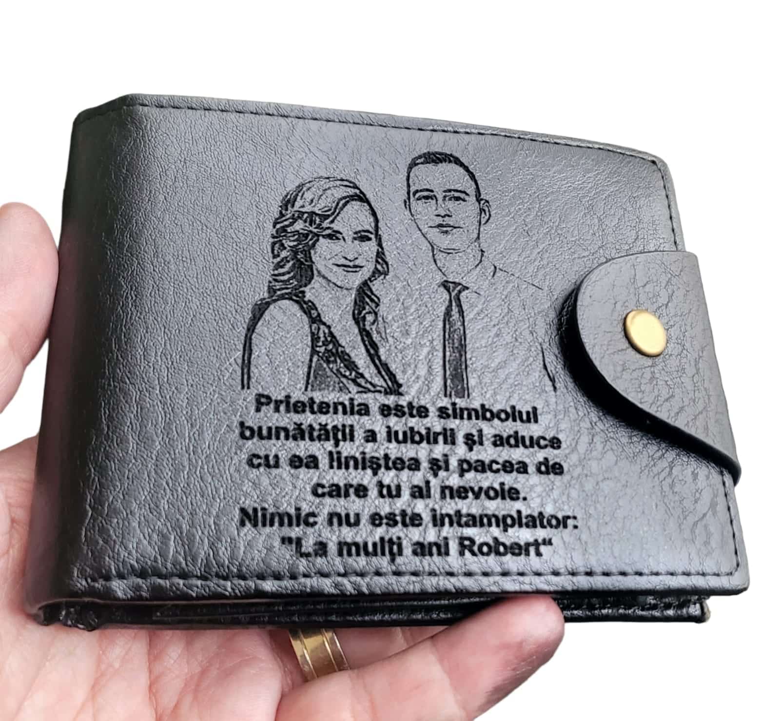Portofel personalizat negru Prietenia