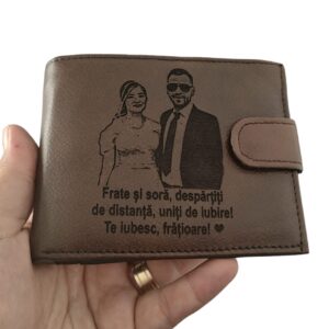 portofel maro cu capsa piele naturala Frate si sora