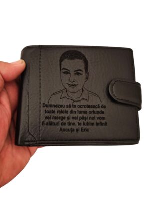 portofel personalizat negru cu capsa Ocroteasca