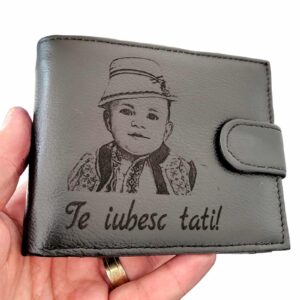 portofel negru capsa piele naturala Te Iubesc Tati.