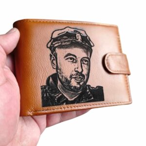 portofel barbat piele naturala maro coniac cu poza