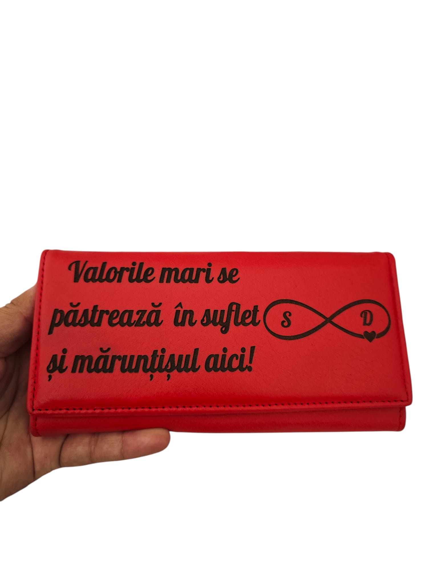 portmoneu dama din piele personalizat cu poza si text