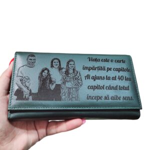 Portofel dama cu foto gravura si text