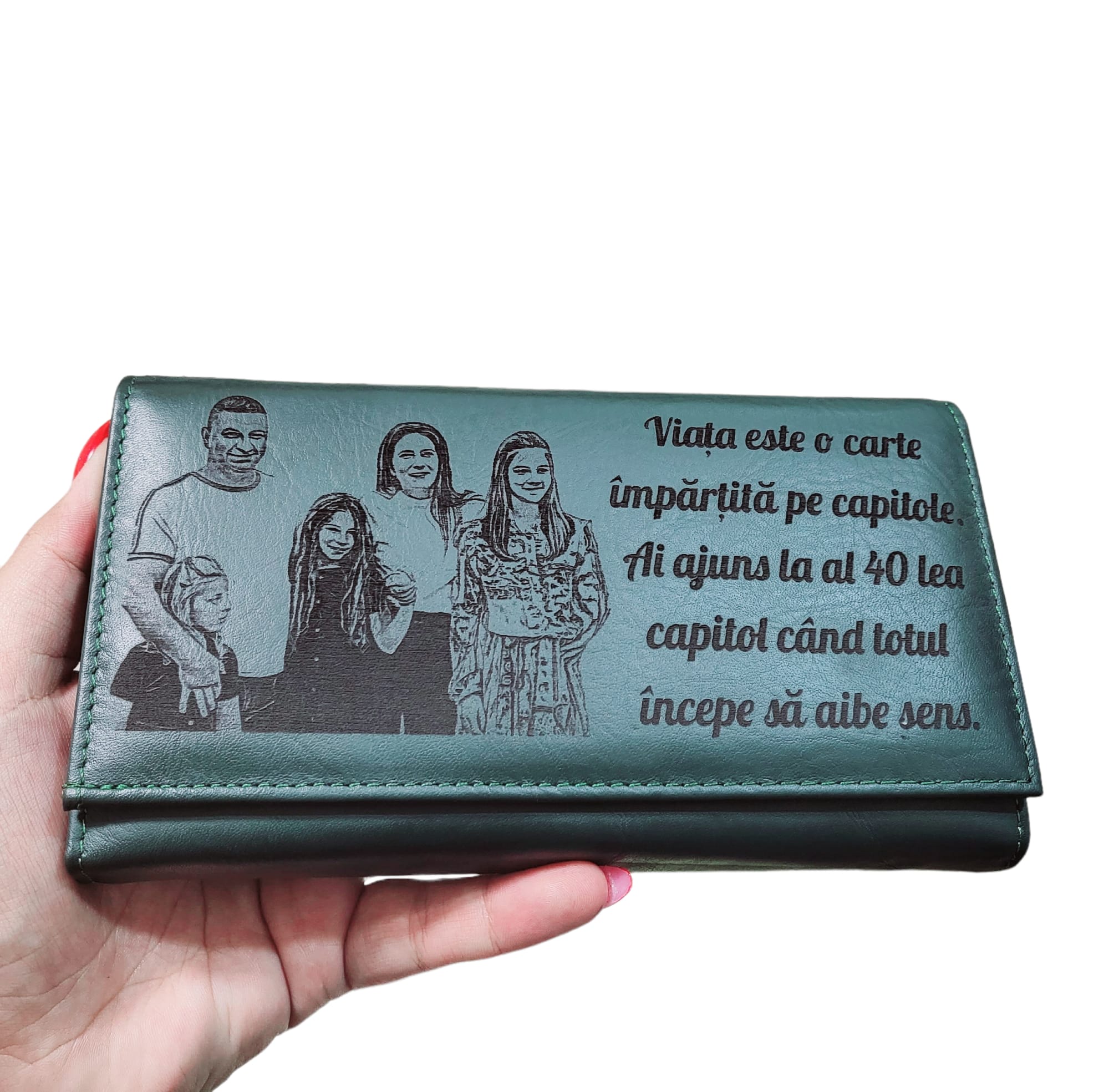 Portofel dama cu foto gravura si text