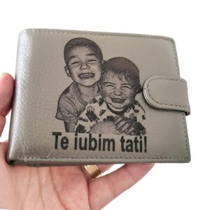 portofel gri cu capsa Te iubim tati.