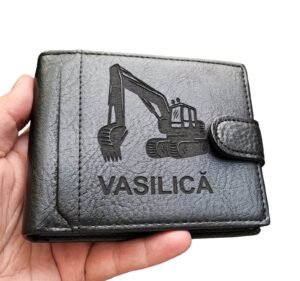 Portofel negru personalizat Excavator