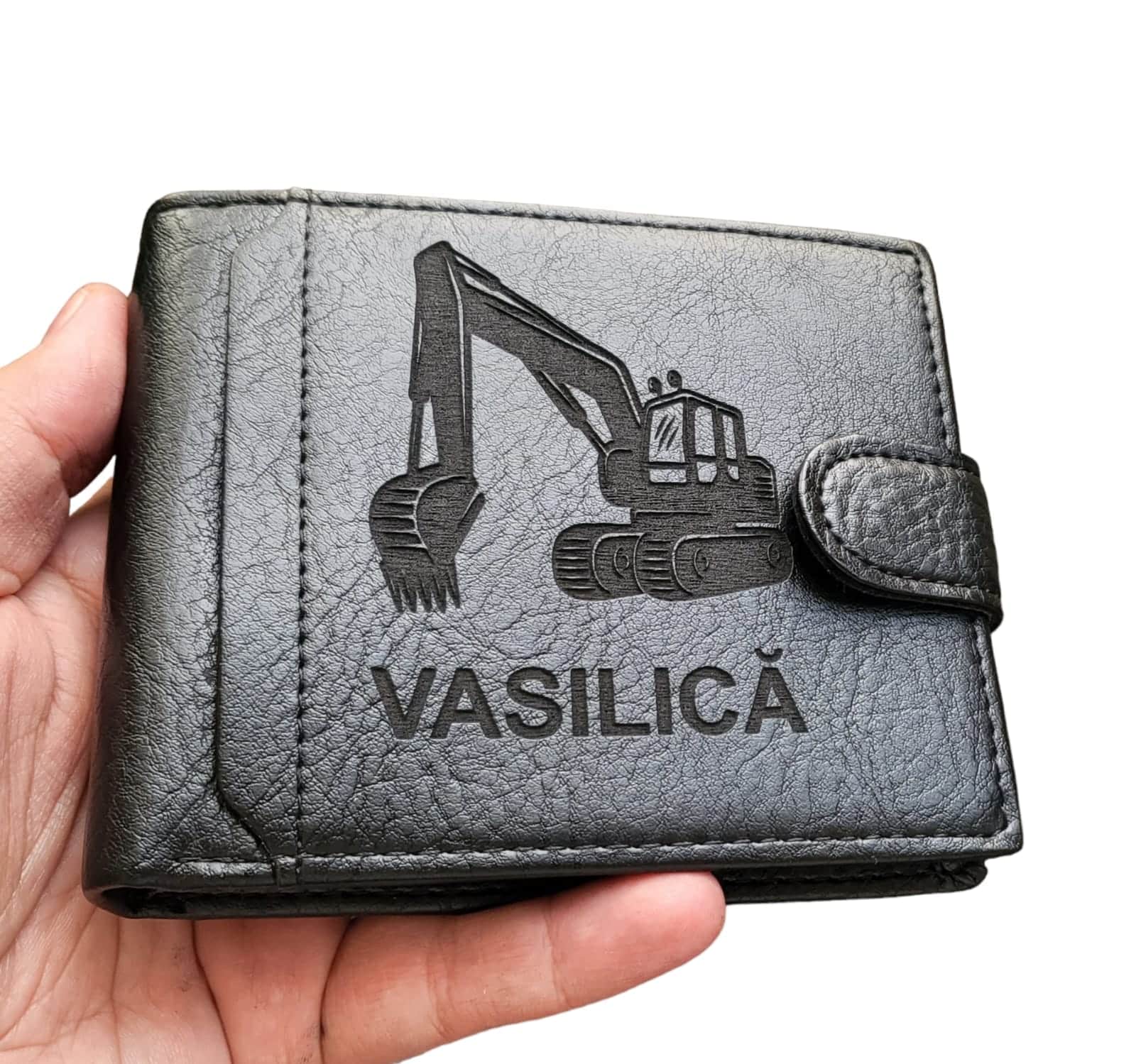 Portofel negru personalizat Excavator