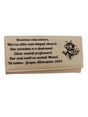 portofel dama personalizat beige Albinutele
