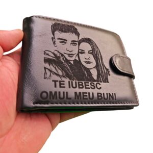 portofel piele negru cu capsa Omul meu