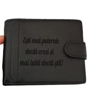 portofel personalizat negru cu capsa PuterniC
