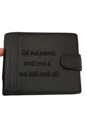 portofel personalizat negru cu capsa PuterniC