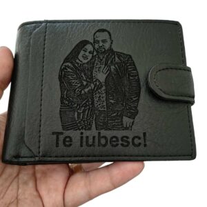 portofel personalizat negru cu capsa TE IUBESC!!!