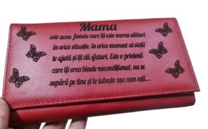 portofel dama piele naturala rosu Mama