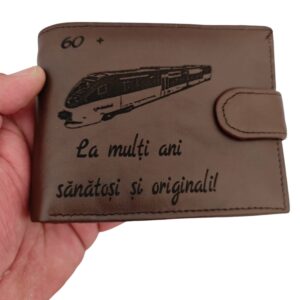 portofel piele naturala maro cu capsa Tren